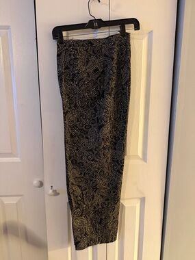 Jones New York Signature Black & Tan Paisley, Print Cropped Pants, 14W, NWOT